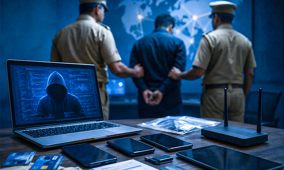 Three people arrested in Sultanpur cyber fraud racket.