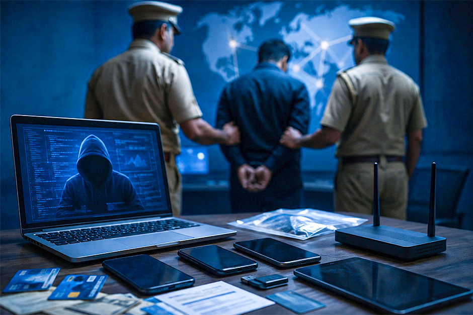 Three people arrested in Sultanpur cyber fraud racket.