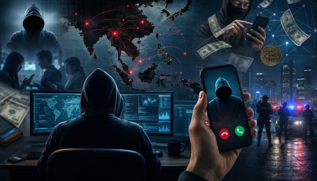 Cybercrime investigators target international cyber scam networks operating across South and South-East Asia.