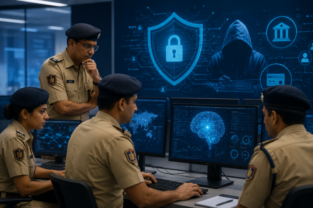 Haryana Police officers are working in a cybercrime command center using artificial intelligence tools to investigate cybercrime, digital evidence, and financial fraud as part of the state's new AI Task Force.