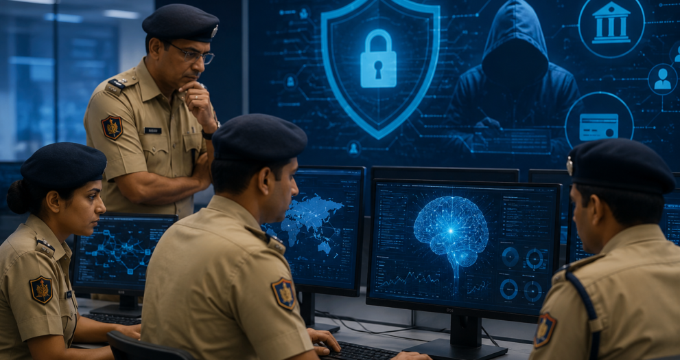 Haryana Police officers are working in a cybercrime command center using artificial intelligence tools to investigate cybercrime, digital evidence, and financial fraud as part of the state's new AI Task Force.