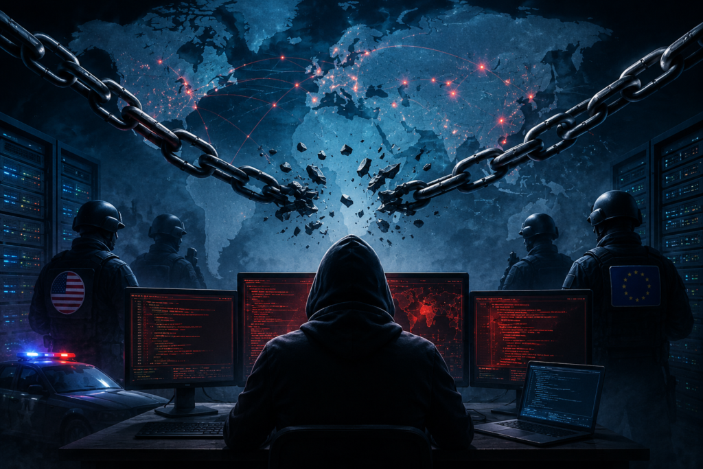 Russian cybercrime operation dismantled after 20 years during an international law enforcement crackdown.
